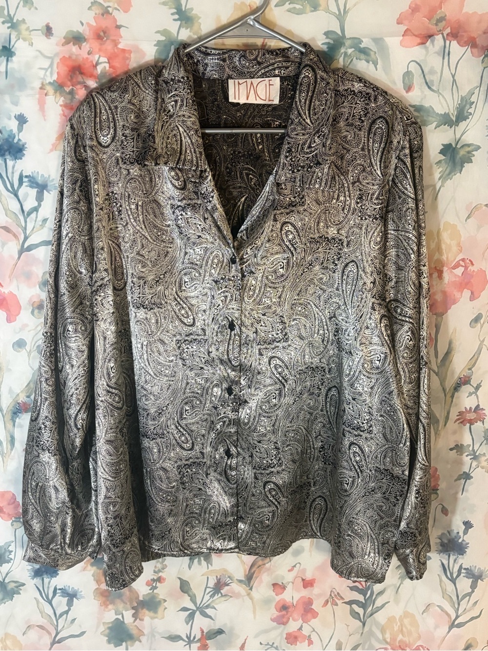 Vintage Silver Paisley Button-Down Shirt